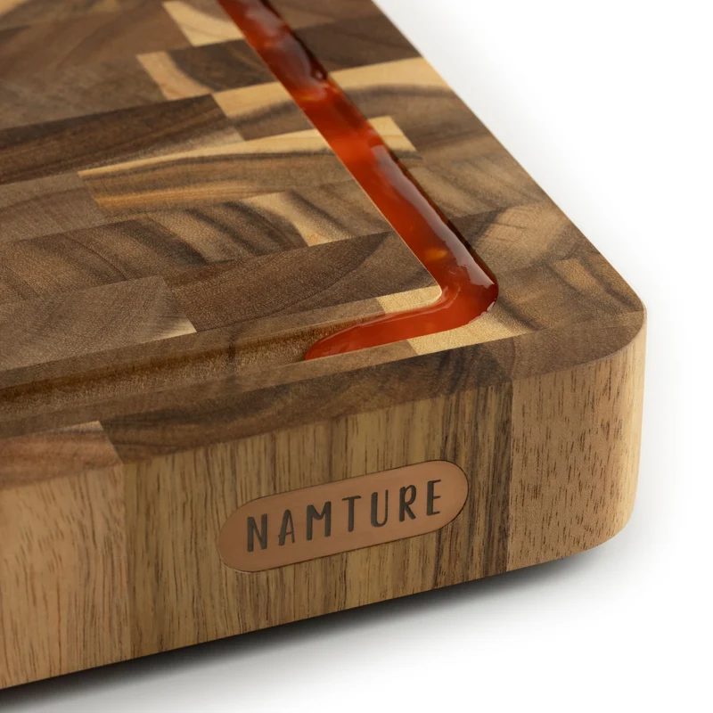 Namture Schneidebrett Akazie M - 28 x 18 cm - Holz Schneide- und Vorbereitungsbrett