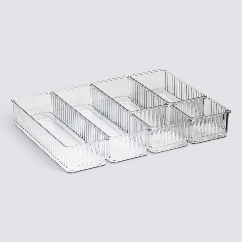 Transparante ladebakjes 6-delige set ribbelpatroon Five®
