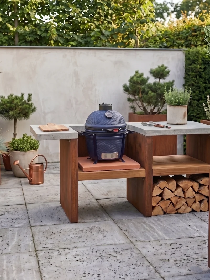 Keij Kamado Legend Keramik Compact Blau - Starterset Kamado BBQ - Grill