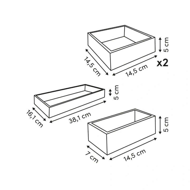 Bamboe ladebakjes 5 cm hoog 4-delige set Five®