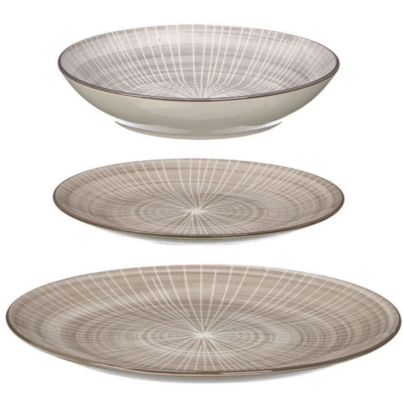 Cookinglife Geschirrset Baia Braun 12-teilig / 4 Personen - 4 Speiseteller, 4 Frühstücksteller und 4 Suppenteller