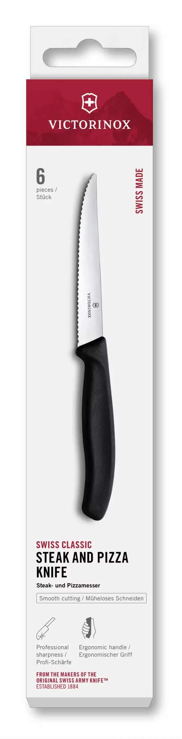 Victorinox Steakmesser Wellenschliff Swiss Classic Schwarz - 6 Stück