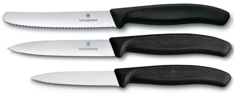Victorinox Gemüsemesser-Set Swiss Classic Schwarz 3-teilig - Tomatenmesser, Officemesser & Schälmesser