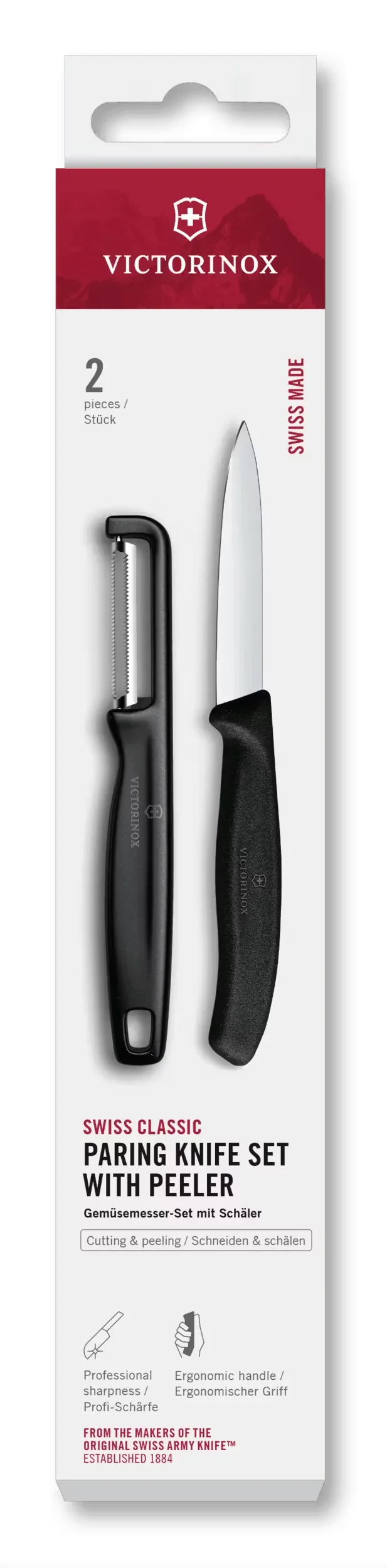 Victorinox Gemüsemesser-Set Swiss Classic Schwarz 2-teilig - Schälmesser & Gerade Schäler