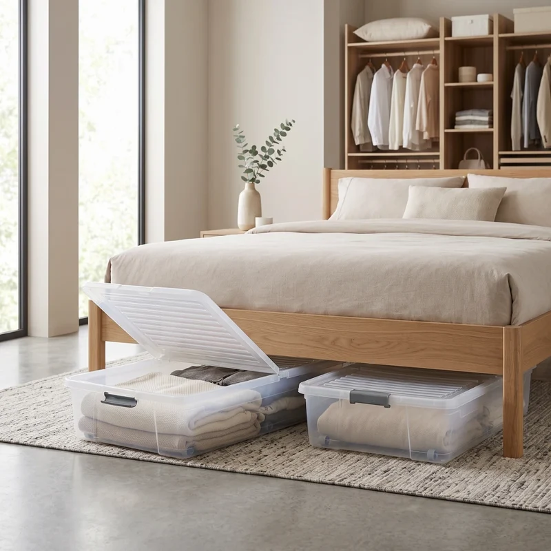 Opbergbox onder bed op wielen en klapdeksel 53 liter Five®