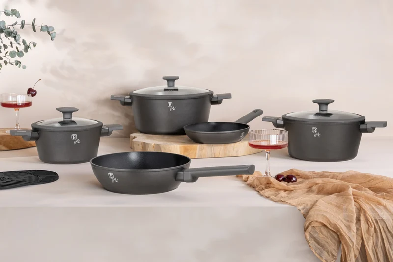 BerlingerHaus Topfset Matt Anthrazit 7-teilig - Kochtöpfe ø 20, 24, 28 cm, Bratpfannen ø 20 & 24 cm - geeignet für alle Wärmequellen