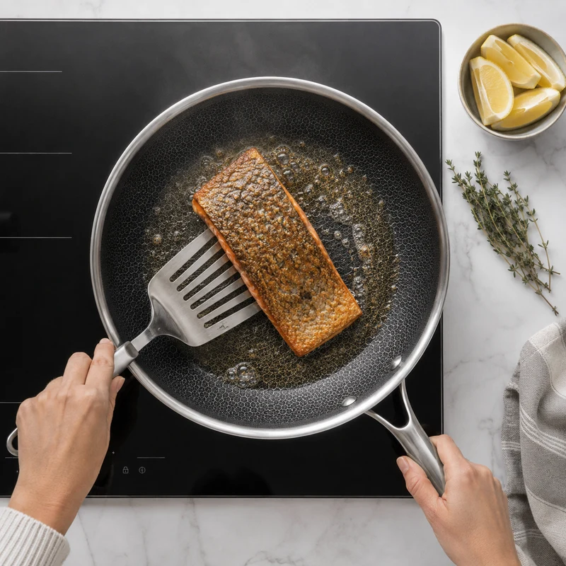 Cookinglife Bratpfannenset HexaCook Hybride Pfanne 3-teilig - ø 20, 24 & 28 cm - NON STICK - geeignet für alle Wärmequellen - keramische Antihaftbeschichtung