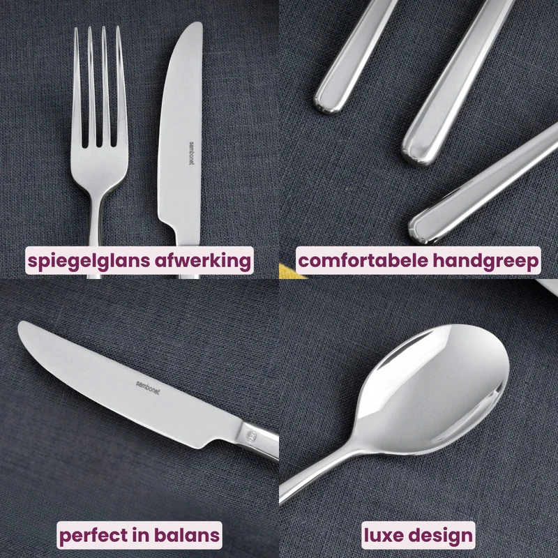 Sambonet Besteckset Linear - Schwarz - 24-teilig / 6 Personen