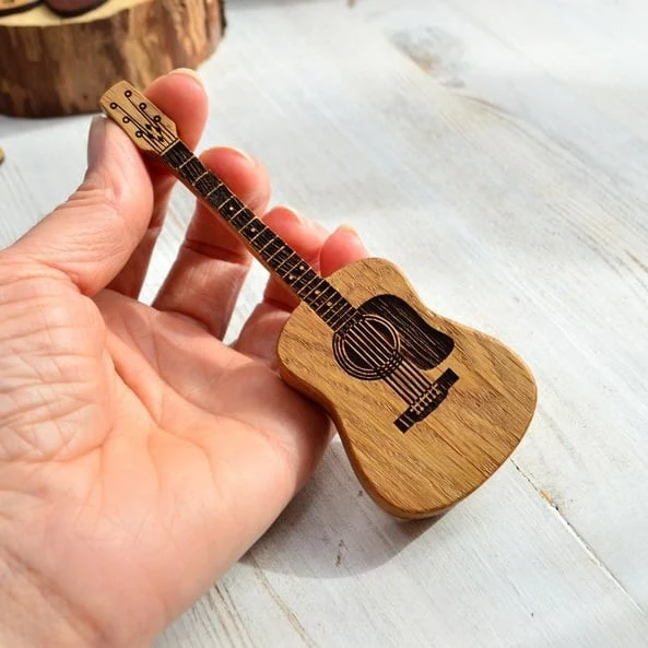 Houten Gitaar-Pick-Doos met Standaard