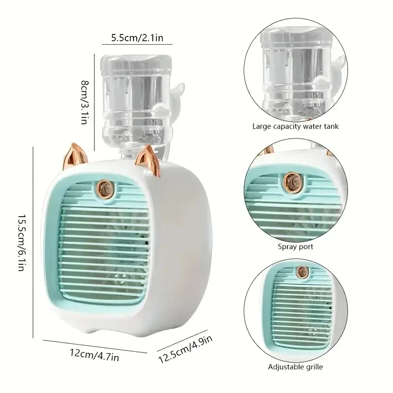 USB Mini Airconditioning Ventilator met Luchtbevochtiger voor Desktop Koeling