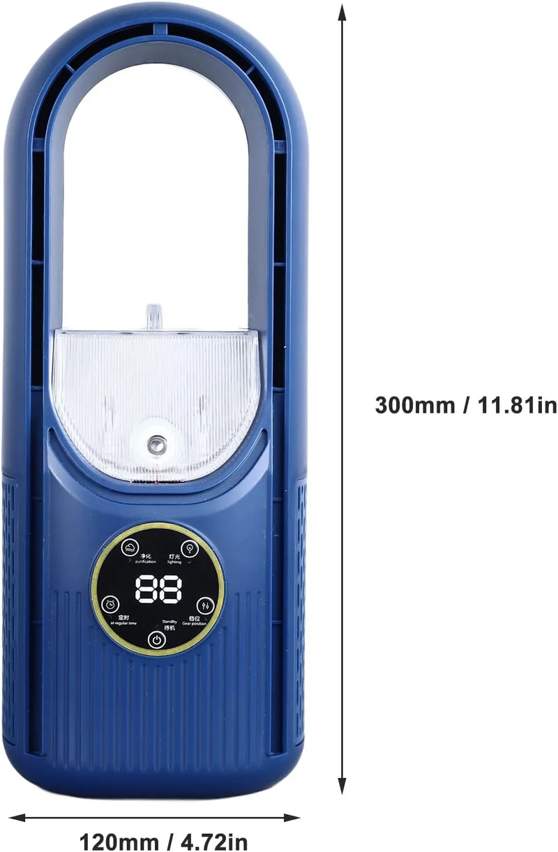 Draagbare Bladeloze Vernevelaar Ventilator met 6 Snelheden en USB Oplaadbare Batterij