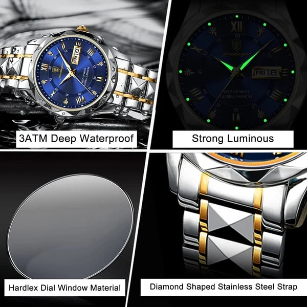 Waterdichte luxe herenarmbandhorloge van topmerk met verlichting