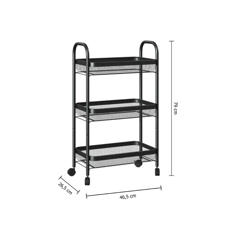 Metalen trolley zwart uitneembare manden Five®
