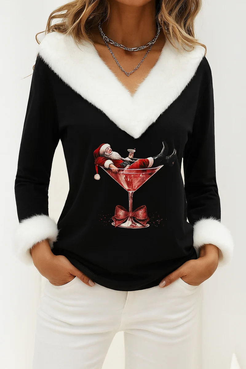 Qalia | Plüschpullover mit Weihnachtsmotiv