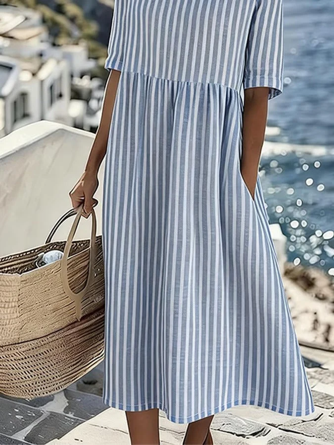 Andema | Lässiges Gestreiftes Midikleid für Sommertage