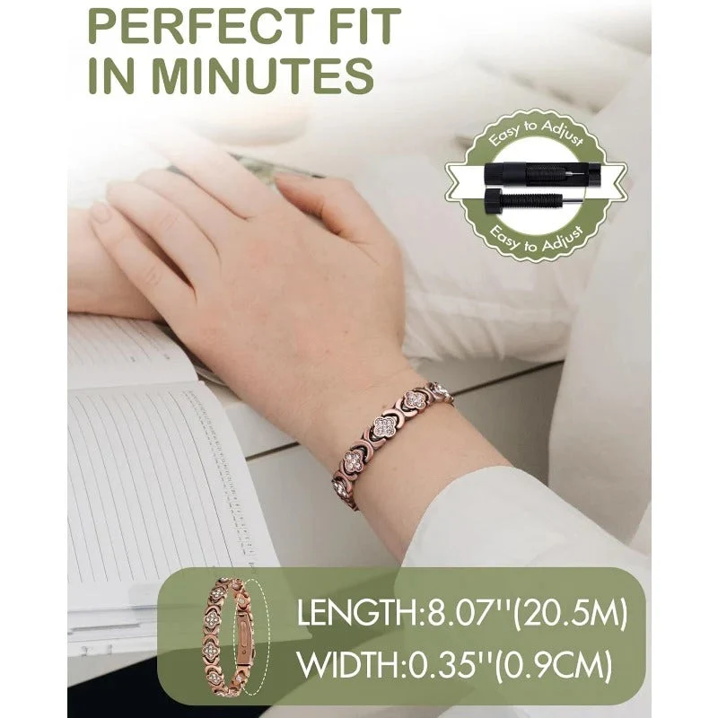 GlamClover Infinity Klaver Koper Magnetische Armband met Versteller