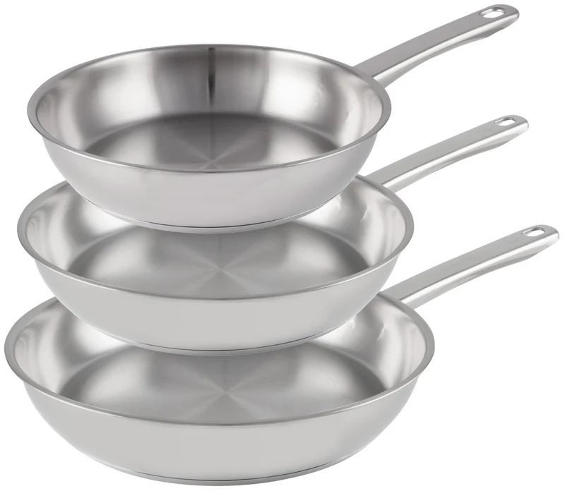 Cookinglife Bratpfannenset Superior Triply Edelstahl 3-teilig - ø 20, 24 & 28 cm - geeignet für alle Wärmequellen - ohne Antihaftbeschichtung