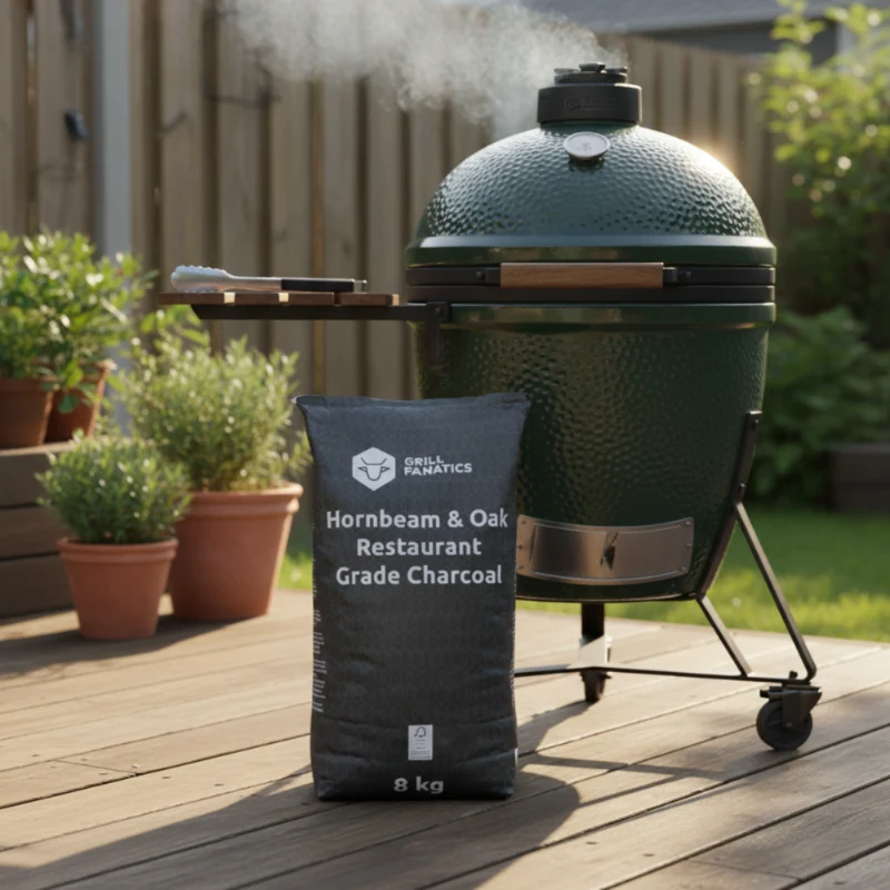 Cookinglife Grill Holzkohle Starterset - Holzkohle 8kg (Hainbuche/Eiche), Kohlenkorb & Handschuhe