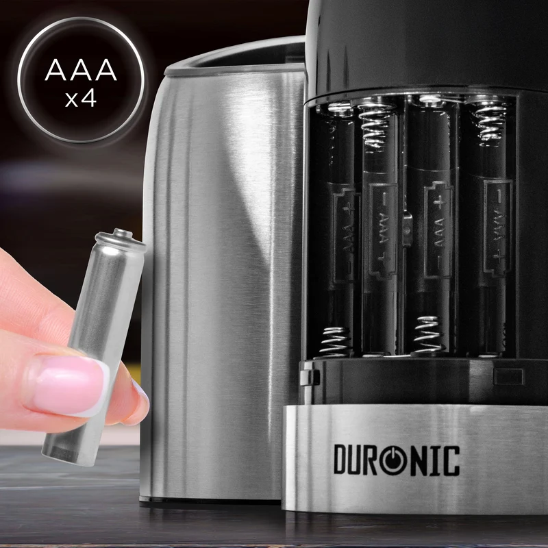 Duronic EMB2 Salz- und Pfeffermühlenset, Salzstreuer elektrisch, Salz- oder Pfefferstreuer, automatische Gewürzmühle, Salzmühle für Meersalz