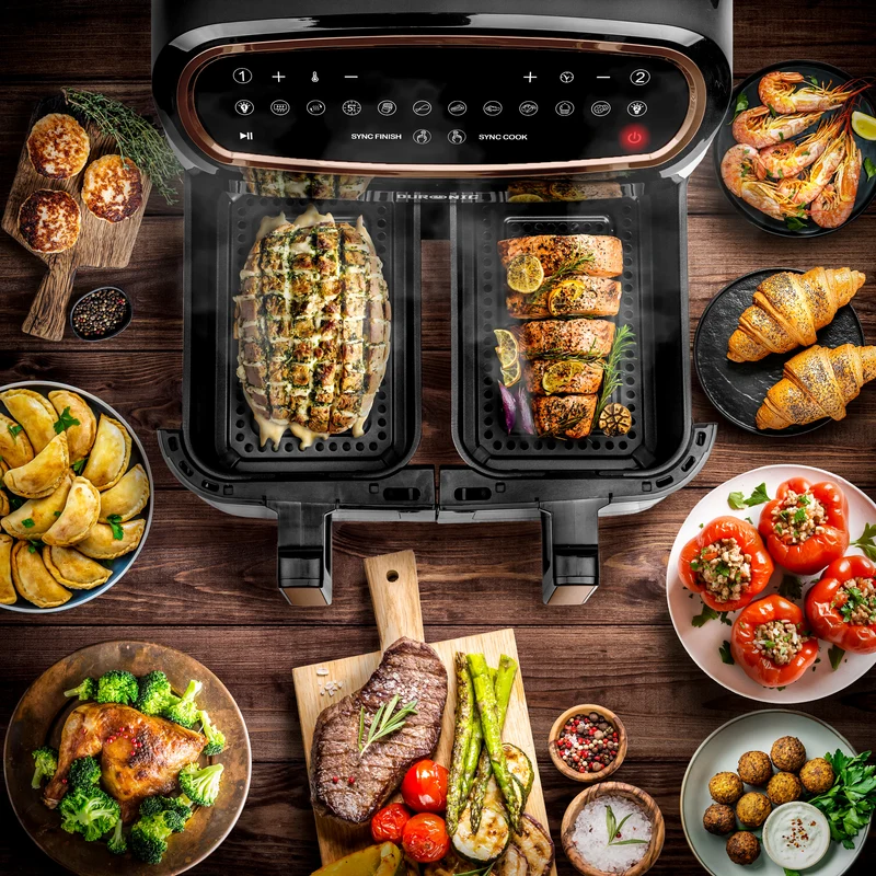 Duronic AFD2 BG Heißluftfritteuse Ersatzkörbe, 2 x 5 Liter Volumen, Ersatz Frittierkörbe für Duronic AF24 Fritteuse, Portion für die ganze Familie, Frittieren ohne Öl, Zubehör für Air Fryer