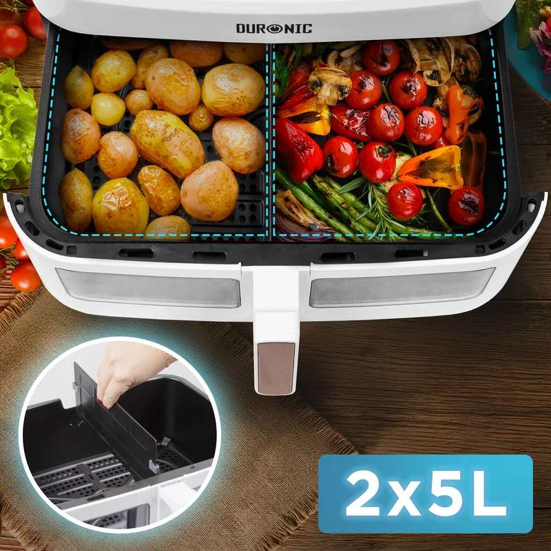 Duronic AFD1 WE Heißluftfritteuse Ersatzkorb, 10 Liter Volumen, Großer Frittierkorb für Duronic AF24 Fritteuse, Portion für die ganze Familie, Frittieren ohne Öl, Zubehör für Air Fryer