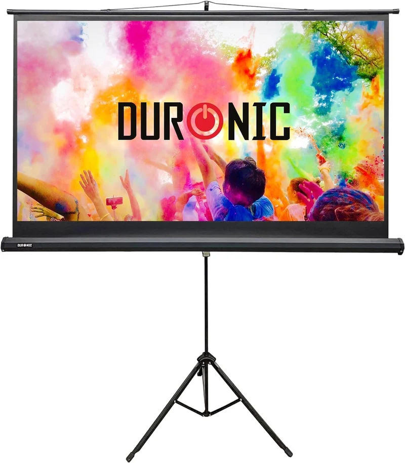 Duronic TPS75 16:9 Leinwand, 75" Stativleinwand, Stativ Beamerleinwand mit 166 x 93 cm Fläche, Heimkino mit 4K Full HD 3D, Projektorleinwand für Schule und Büro, Präsentationsleinwand