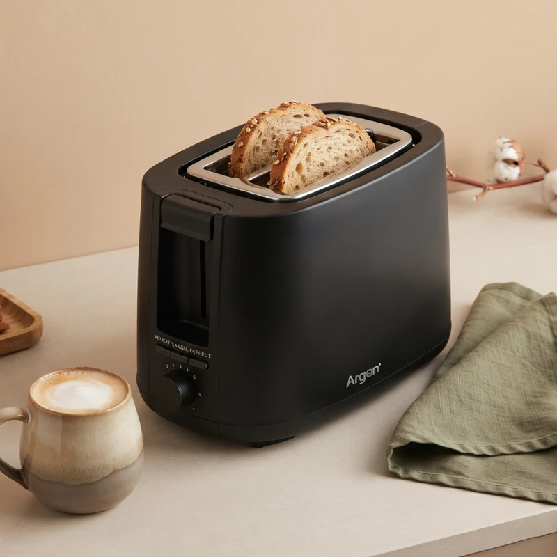 Argon Toaster Matt Schwarz - 2 Schlitze - 750 W
