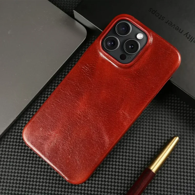 Crownline Handgemaakte iPhone Hoes Van Echte Runderleer