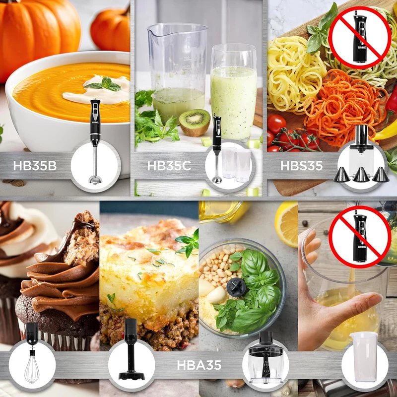 Duronic HB35C Stabmixer elektrisch, Pürierstab 350W, Edelstahl Rührstab mit 2 600ml Mix- & Messbecher, Handrührgerät, Ergonomischer Hand blender, für Babynahrung, Suppe, Smoothies, Püree, Sauce