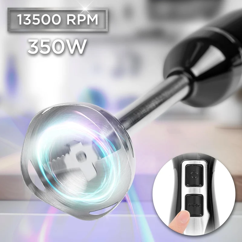 Duronic HB35B Stabmixer elektrischer, Pürierstab 350W, Edelstahl Rührstab, Handrührgerät, Ergonomischer Hand blender, Mixstab, Handmixer, Mixstab für Babynahrung, Suppe, Smoothies, Püree, Sauce
