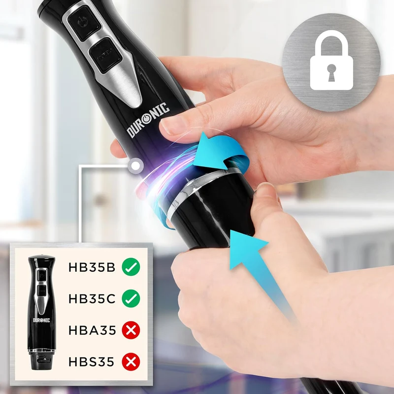 Duronic HBA35 Zubehör für elektrischen Stabmixer, Aufsatz für Pürierstab HB35B oder HB35C von Duronic, Zerkleinerer, Kartoffelstampfer, Schneebesen und Messbecher 600 ml, Zubehör für Handrührgerät