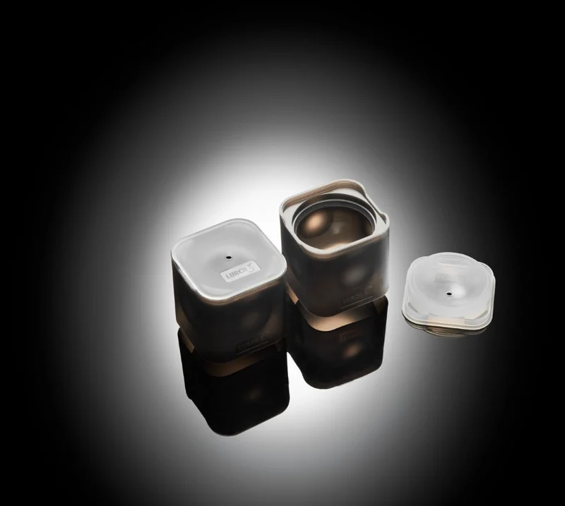 Eiswürfelform Ball Ø6cm 2erSet schwarz mit Deckel
