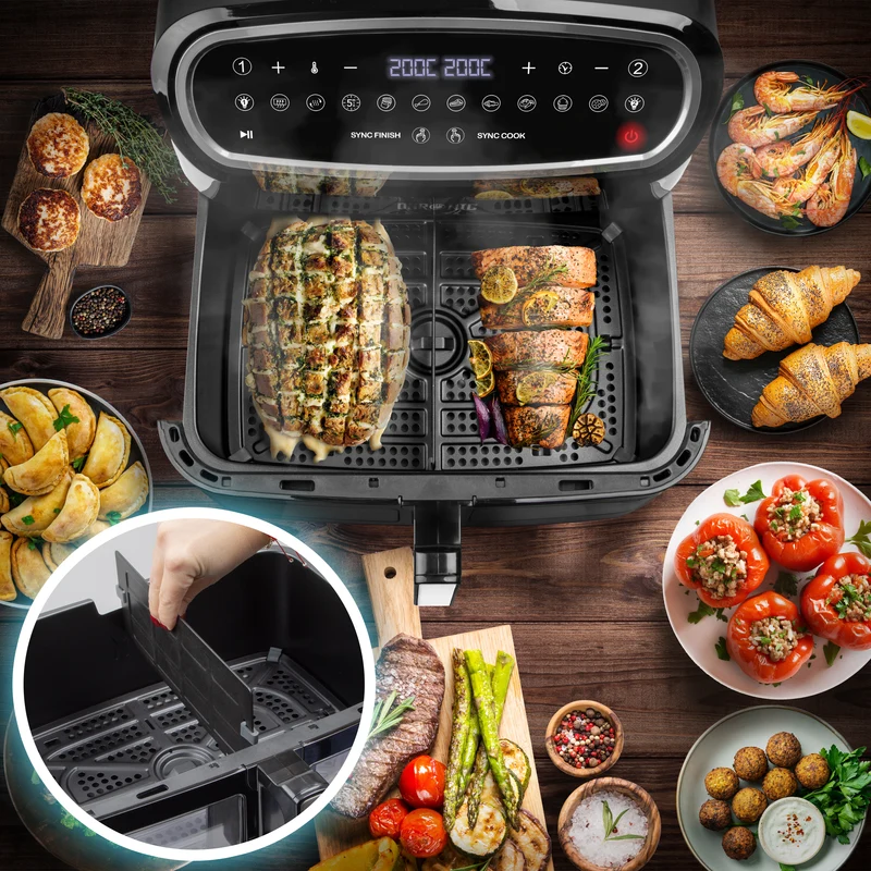 Duronic AF34 BK Heißluftfriteuse, Heißluftfritteuse für Süßkartoffel Pommes, Friteuse HLF 10L Volumen Heißluftfrittöse, Fritteuse für Rezepte ohne Öl
