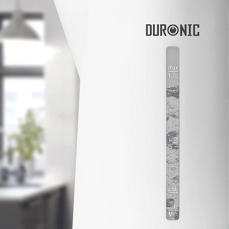 Duronic EK17 WE Wasserkocher | 1,7l Fassungsvermögen | 2200 Watt | Schnellkochend | Basis mit kabellosem Wasserkocher | Automatische Abschaltung | Zeitgemäßes Design | Weiß