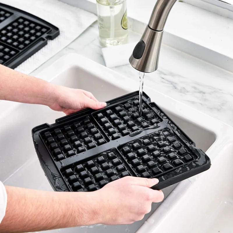 GreenPan Waffeleisen - Edelstahl - inklusive 2 Sets Waffelplatten - Keramische Antihaftbeschichtung