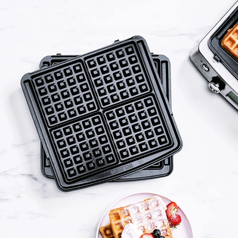 GreenPan Waffeleisen - Edelstahl - inklusive 2 Sets Waffelplatten - Keramische Antihaftbeschichtung