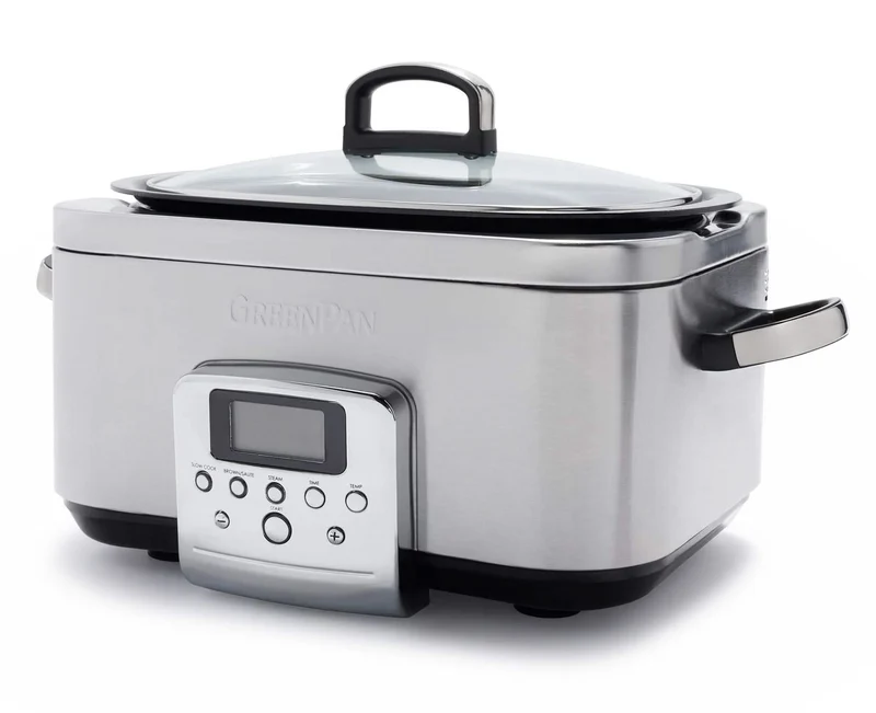 GreenPan Slowcooker - 6,0 Liter - Edelstahl - Keramische Antihaftbeschichtung