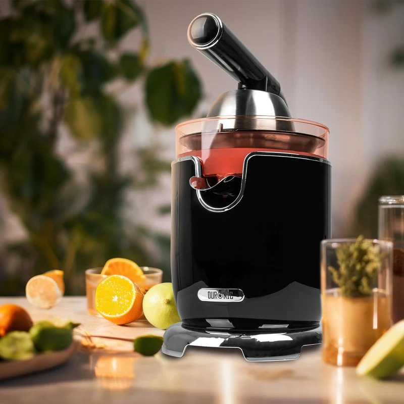Duronic JE605 Saftpresse elektrisch 600W, Zitronenpresse 400ml, Zitruspresse 2 Kegel, Orangenpresse, hohe Saftgewinnung, Edelstahl Fruchtpresse mit Sieb, Citrus juicer, Orangensaftpresse