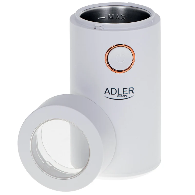 Adler AD 4446wg elektrische Kaffeemühle 150 Watt Einmalige Mahlleistung 75 g weiß