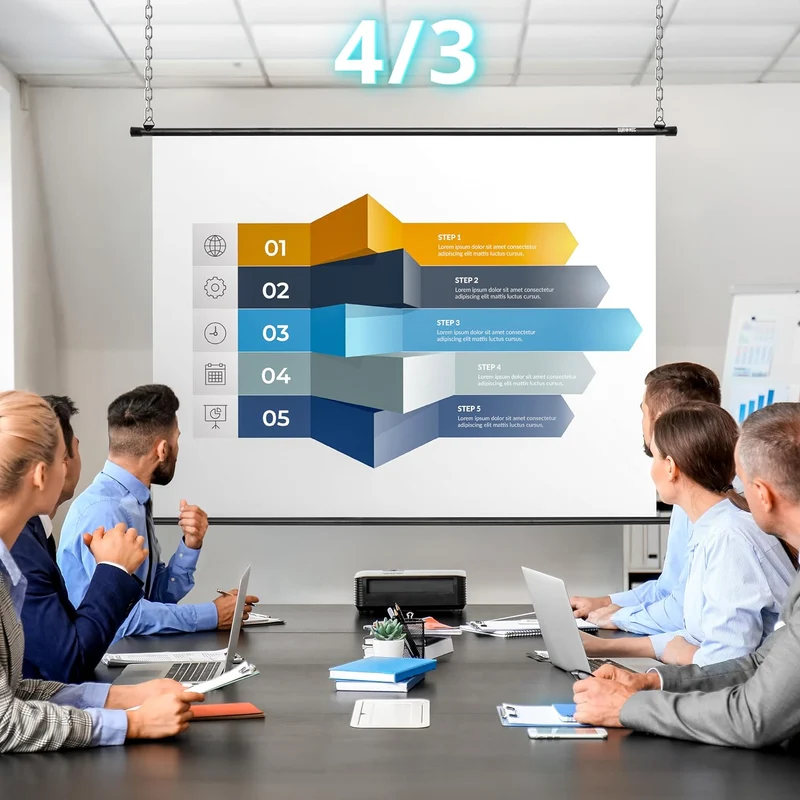 Duronic BPS90 16:9 Projektorleinwand, Beamerleinwand 90 Zoll, Heimkino mit 4K Full HD 3D, Rolloleinwand 1.0 Gain, Beamer Leinwand für Wandmontage, Filmnacht, Videoleinwand für Büro Schulen