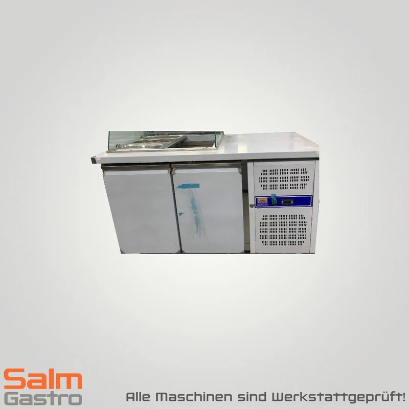 Morgan Kühltisch Saladette mit Glasaufsatz 2 türig 230 V steckerfertig umluftgekühlt gebraucht