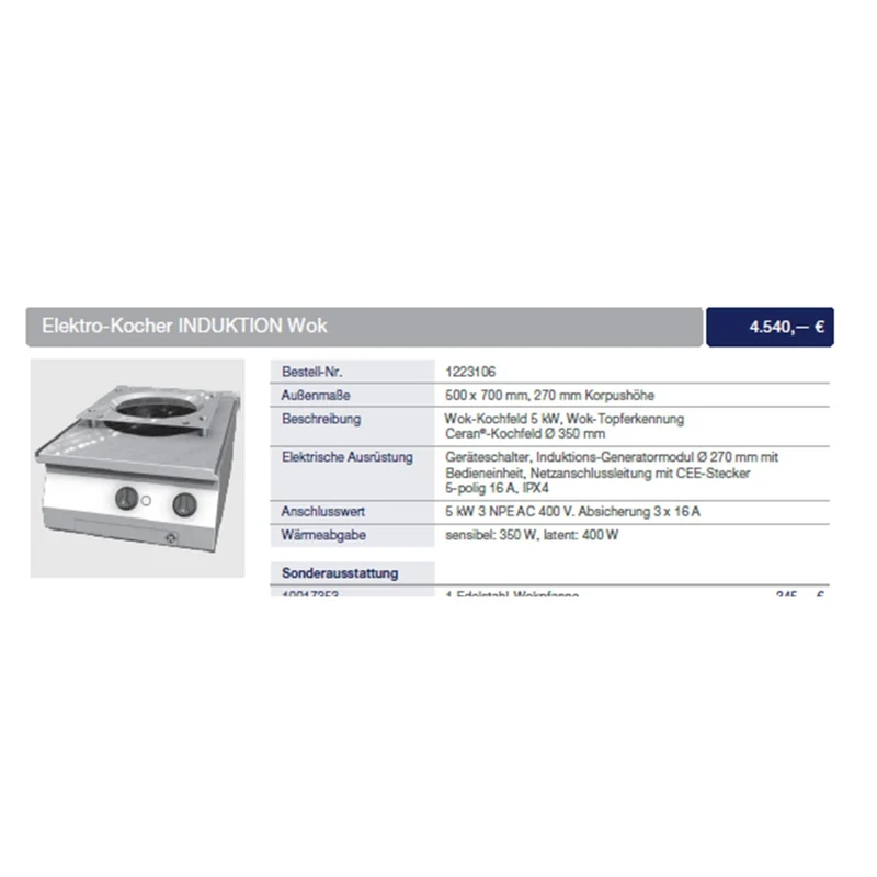 MKN Elektro-Kocher INDUKTION Wok Counter SL gebraucht