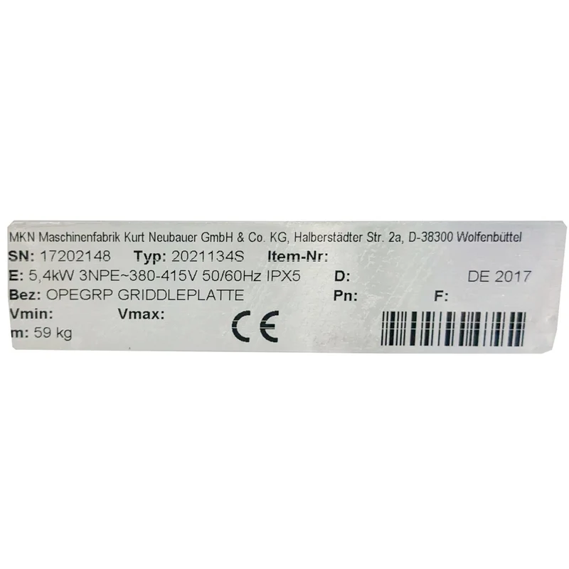 MKN Elektro Griddlepfanne Gr. 3/4 SUPRA OPTIMA 850 Sonderausstattung gebraucht
