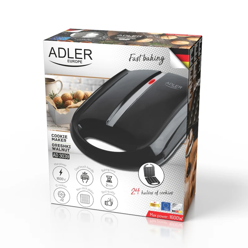 Adler AD 3039b Elektrischer Nussbäcker schwarz