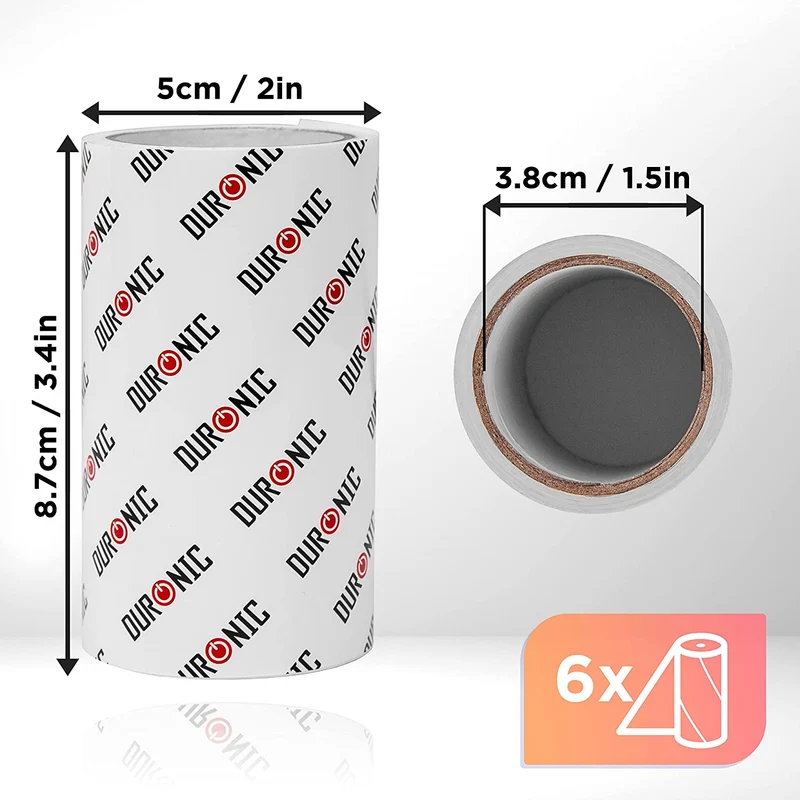 Duronic ROLL6 Fusselrolle Nachfüllpack | 6 Kleberollen | Tragbarer Fusselentferner | Kleiderrolle gegen Tierhaare | Für Polstermöbel, Wäsche und Fellpflege geeignet