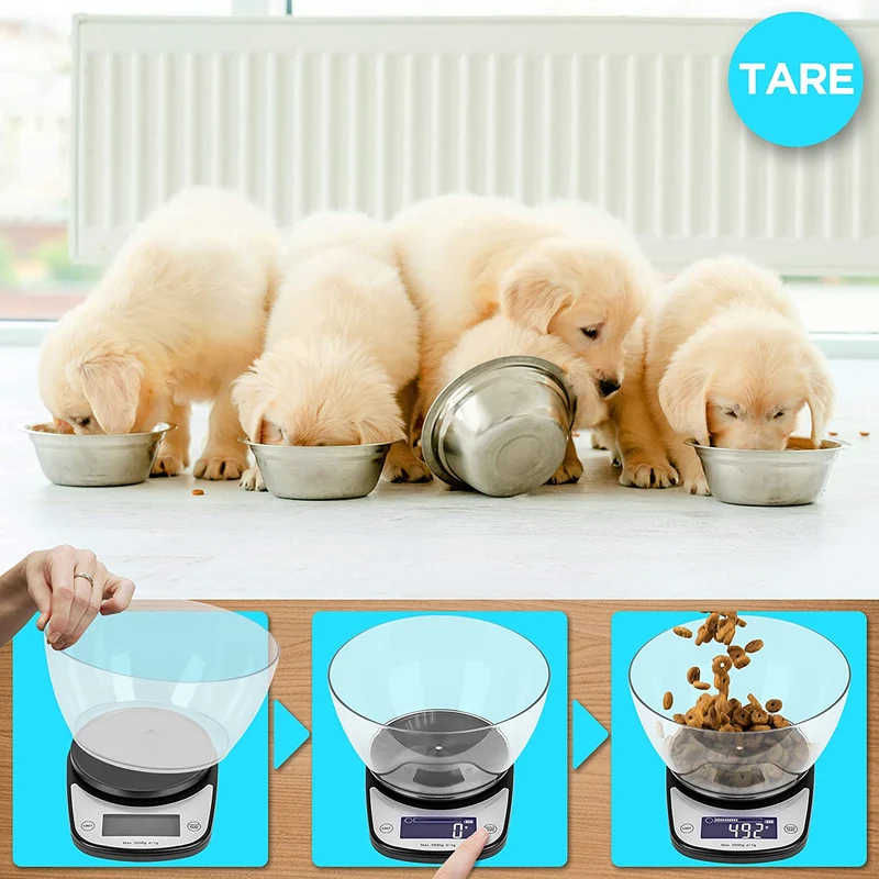 Duronic KS5000 BK/CR Küchenwaage | 5 kg Digitalwaage oval mit 2,5 L abnehmbarer Schüssel | 1 g grammgenau Präzision-Feinwaage | Haushaltswaage mit Tara-Funktion | Digitale Waage mit Hold-Funktion