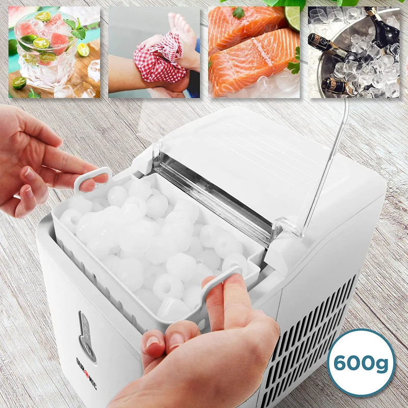 Duronic ICM120 Automatische Eiswürfelmaschine | 9 Eiswürfel in 7-9 min | 1,5 L Wassertank | Bis zu 12 kg pro 24 Stunden | 600 g Kapazität | Eismaschine 120W | Eiswürfelbereiter