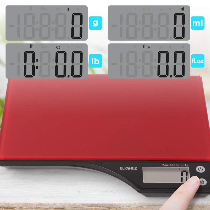 Duronic KS350 Küchenwaage | 5 kg Digitalwaage | 1 g grammgenau Präzision-Feinwaage | Haushaltswaage mit Tara-Funktion | Digitale Waage mit Hold-Funktion | Lebensmittelwaage zum Backen und Kochen