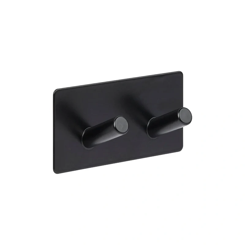 Zwart of Zilver dubbel handdoekhaakje zelfklevend Five® (kleurkeuze niet mogelijk)