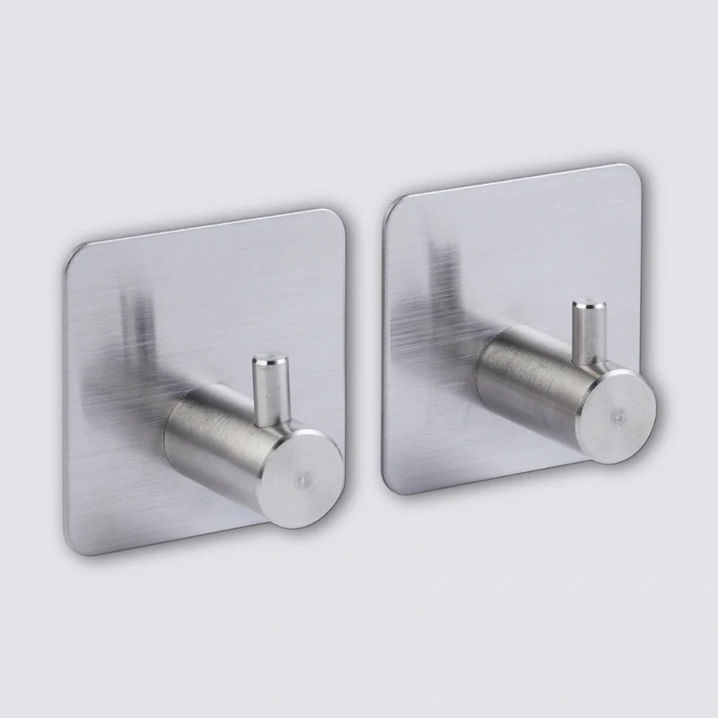 Zwart of Zilver handdoekhaakje zelfklevend 2 stuks Five® (kleurkeuze niet mogelijk)